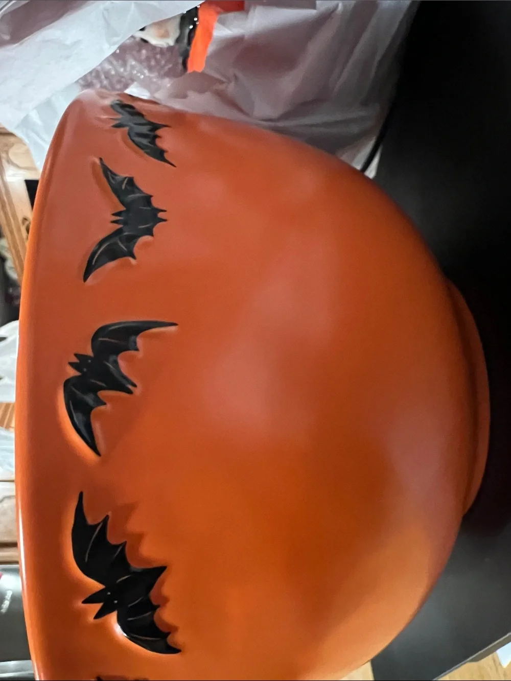 Rae Dunn Halloween 'tricks and treats' Orange Bat Candy Bowl